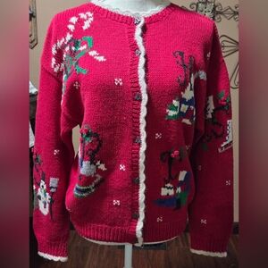 Vintage BellePointe Christmas Cardigan Sweater Women's Size M.